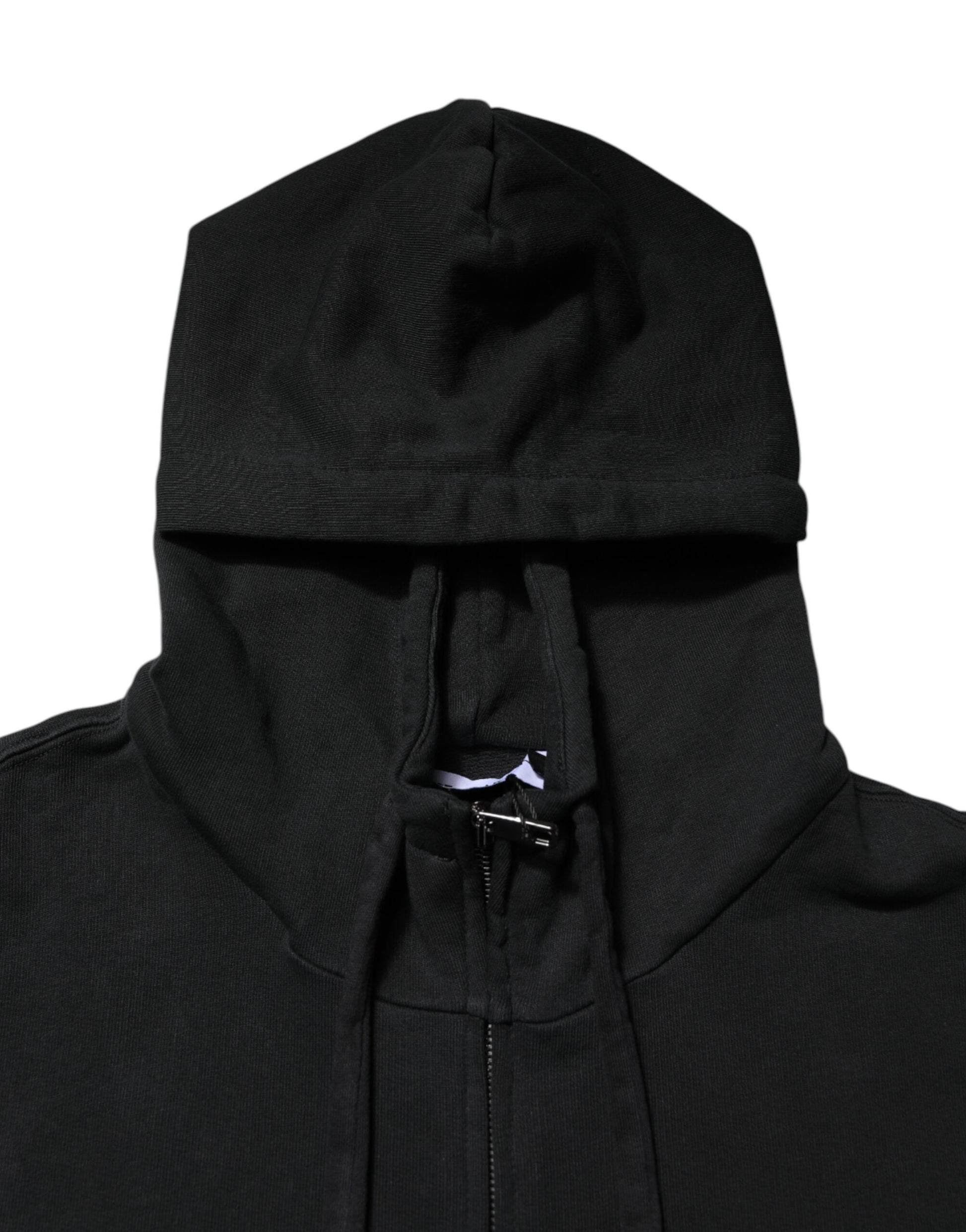 Dolce & Gabbana Black Logo Full Zip Hooded Sweatshirt for Men