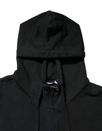 Dolce & Gabbana Black Logo Full Zip Hooded Sweatshirt for Men