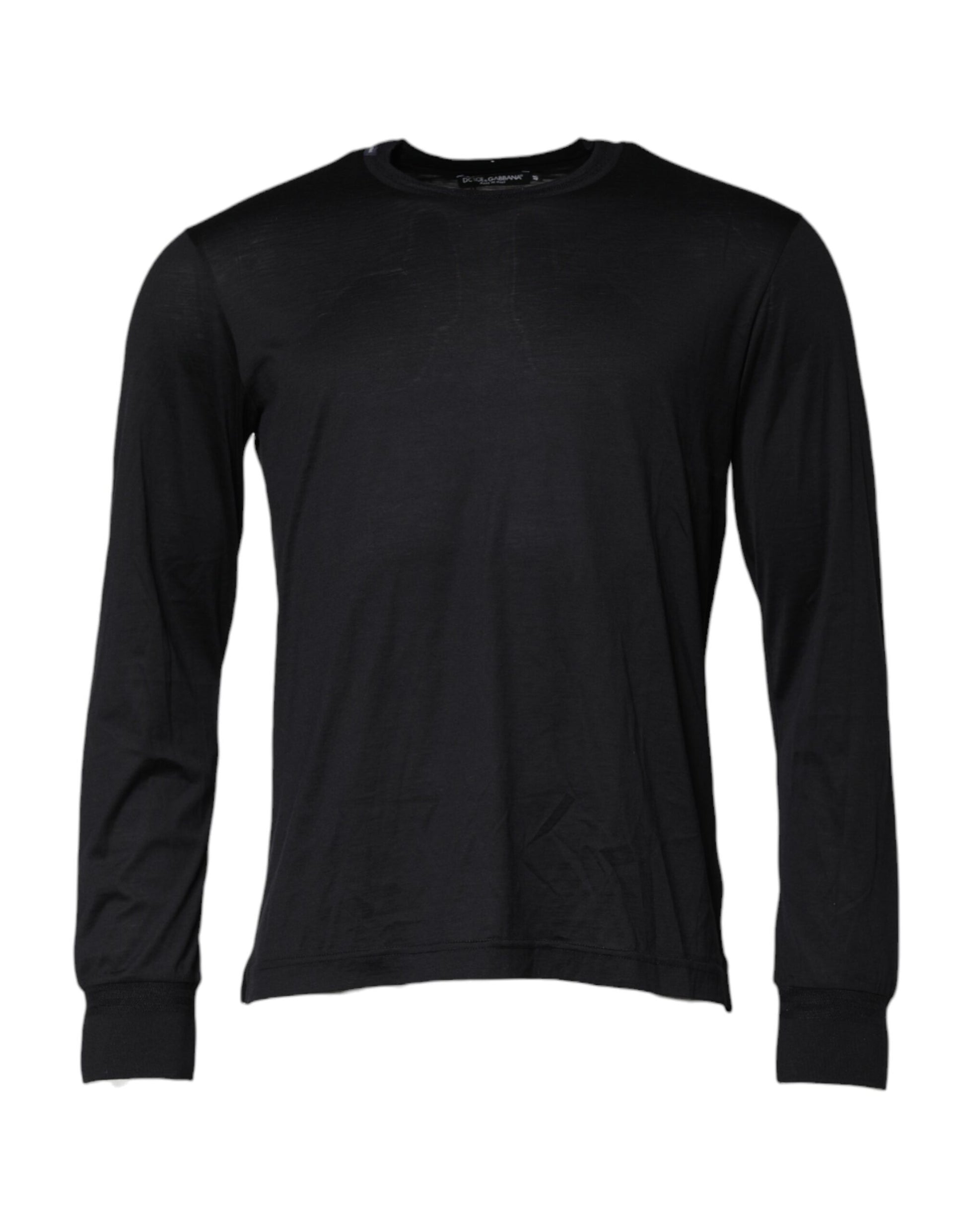 Dolce & Gabbana Dark Blue Silk Crew Neck Sweater for Men