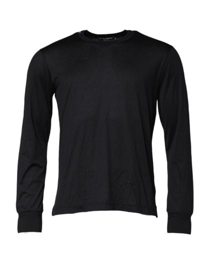 Dolce & Gabbana Dark Blue Silk Crew Neck Sweater for Men