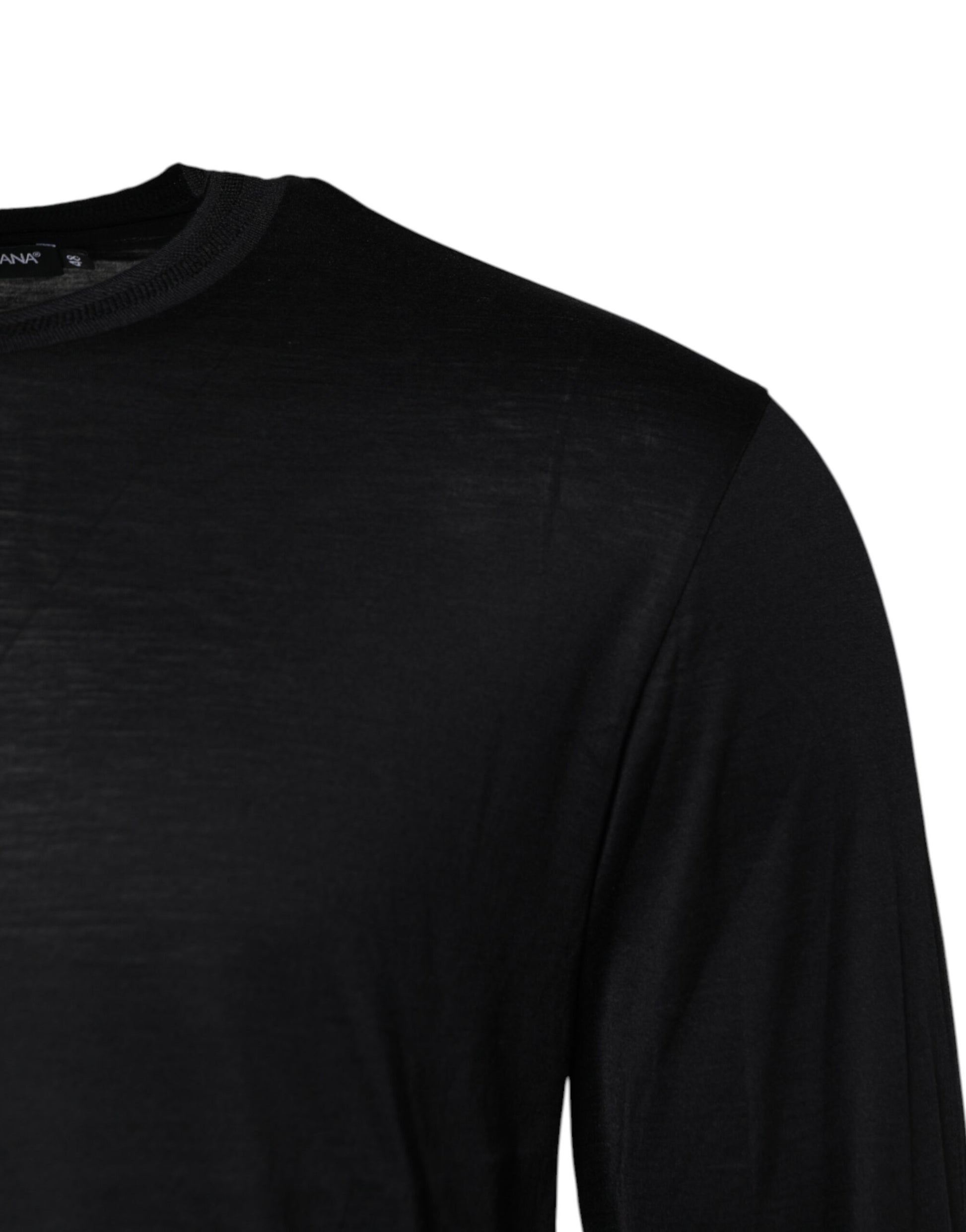 Dolce & Gabbana Dark Blue Silk Crew Neck Sweater for Men