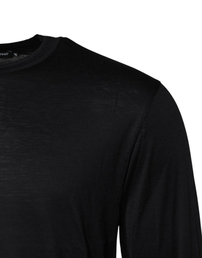 Dolce & Gabbana Dark Blue Silk Crew Neck Sweater for Men