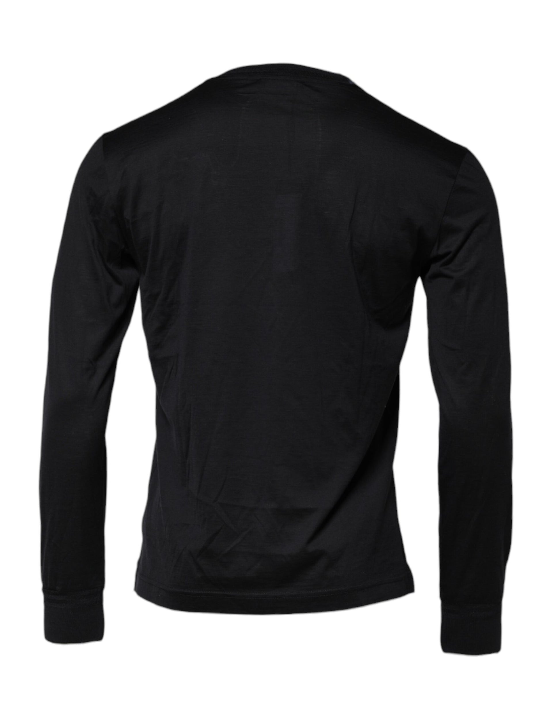Dolce & Gabbana Dark Blue Silk Crew Neck Sweater for Men