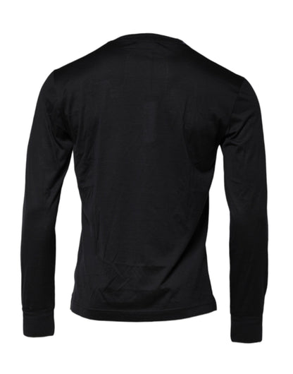 Dolce & Gabbana Dark Blue Silk Crew Neck Sweater for Men