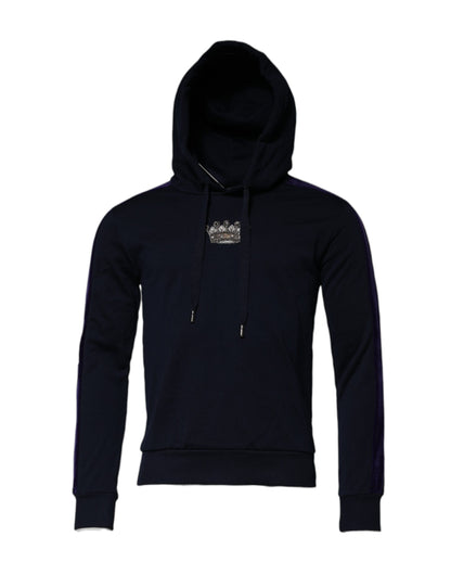 Dolce & Gabbana Black Crown Cotton Hooded Sweatshirt