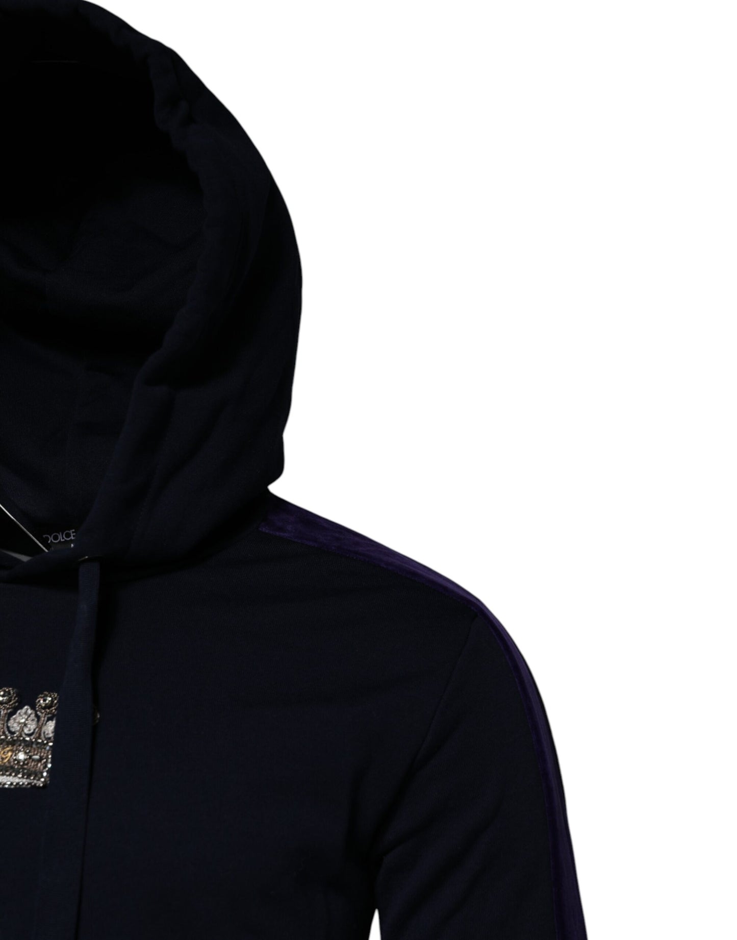 Dolce & Gabbana Black Crown Cotton Hooded Sweatshirt