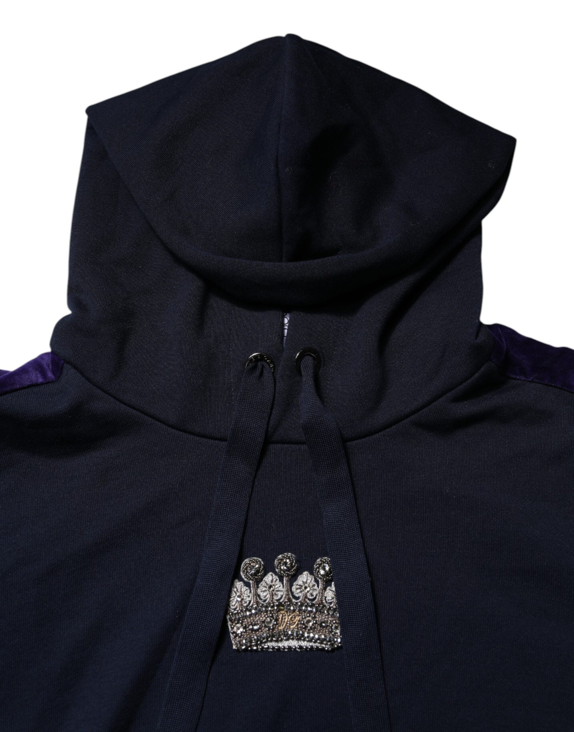 Dolce & Gabbana Black Crown Cotton Hooded Sweatshirt