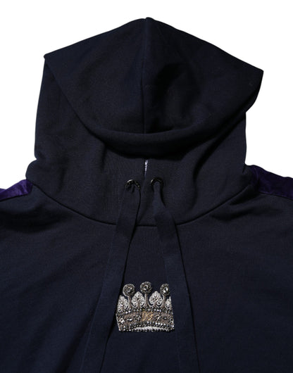 Dolce & Gabbana Black Crown Cotton Hooded Sweatshirt