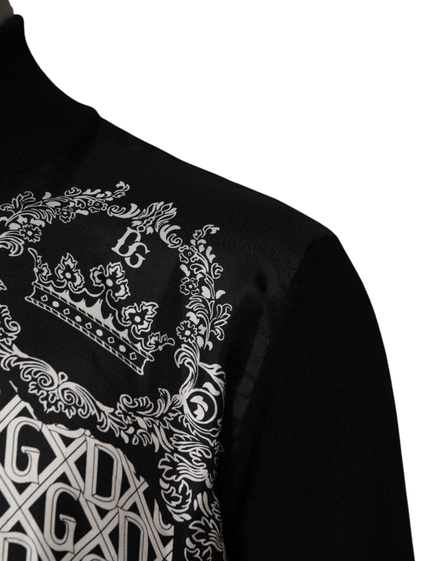 Dolce & Gabbana Black and White Bandana Print Full Zip Sweater
