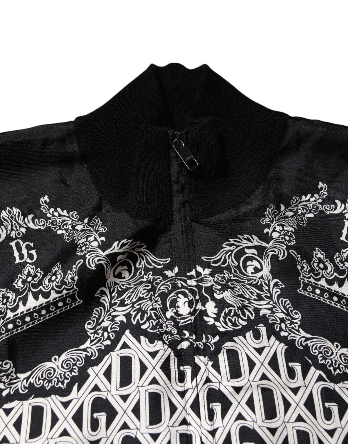 Dolce & Gabbana Black and White Bandana Print Full Zip Sweater