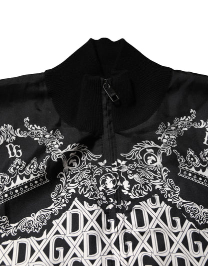 Dolce & Gabbana Black and White Bandana Print Full Zip Sweater