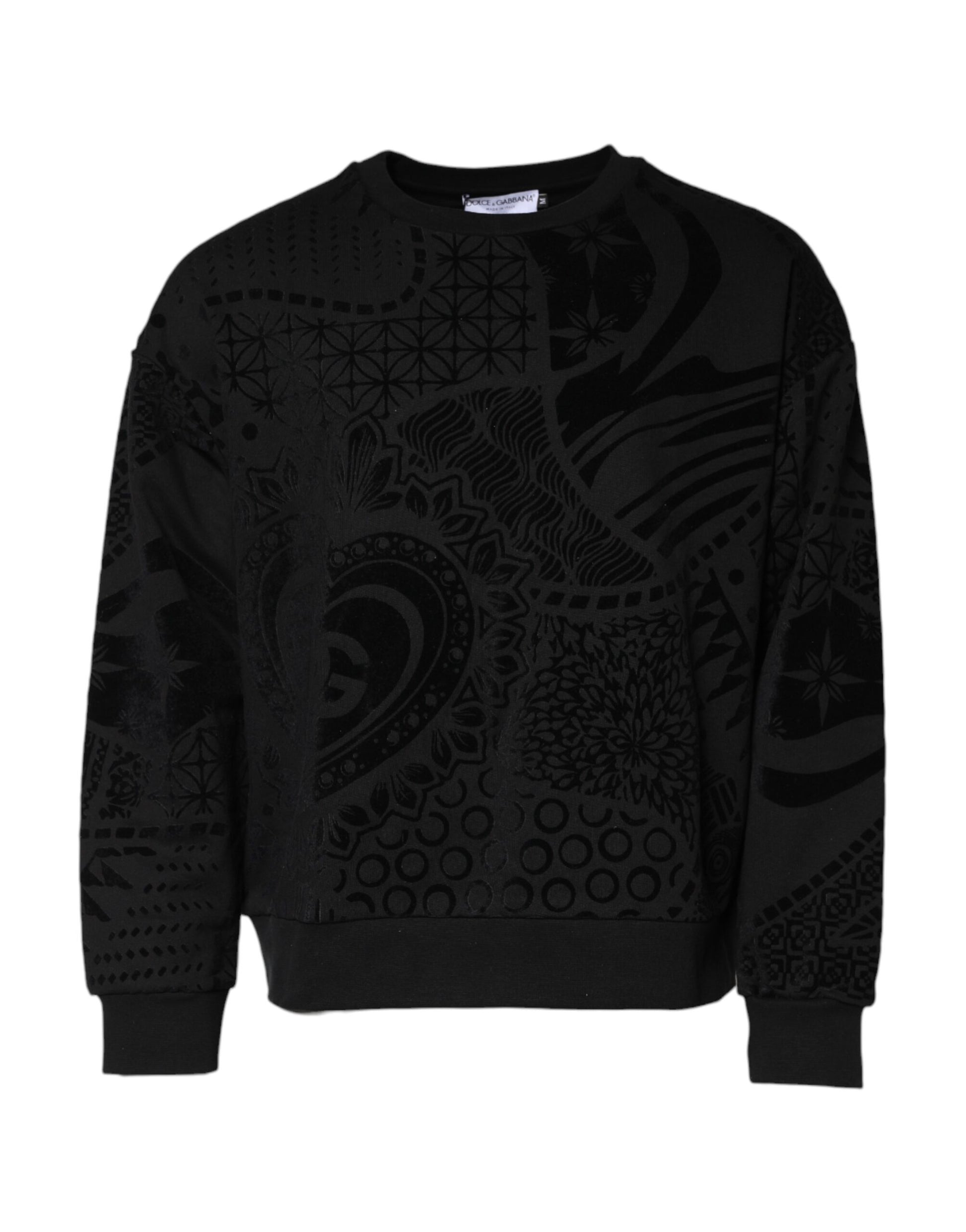 Dolce & Gabbana Black Printed Crew Neck Sweatshirt