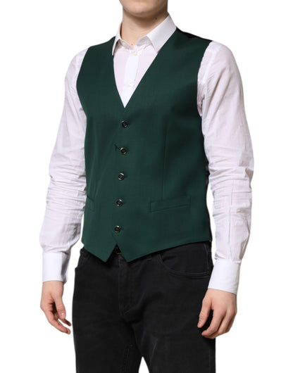 Dolce & Gabbana Green Wool Formal Waistcoat