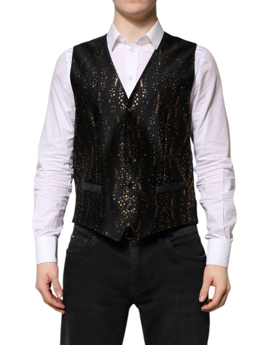 Dolce & Gabbana Black Lurex Dress Waistcoat Vest