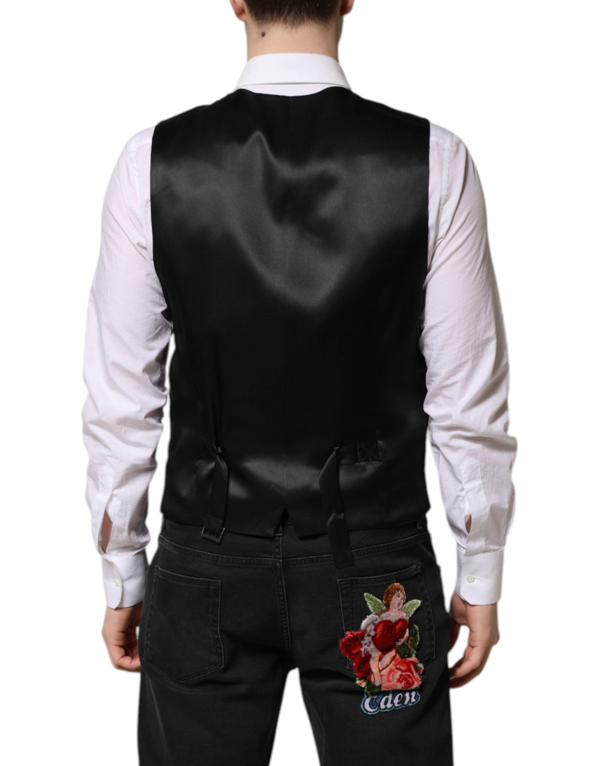 Dolce & Gabbana Black Lurex Dress Waistcoat Vest