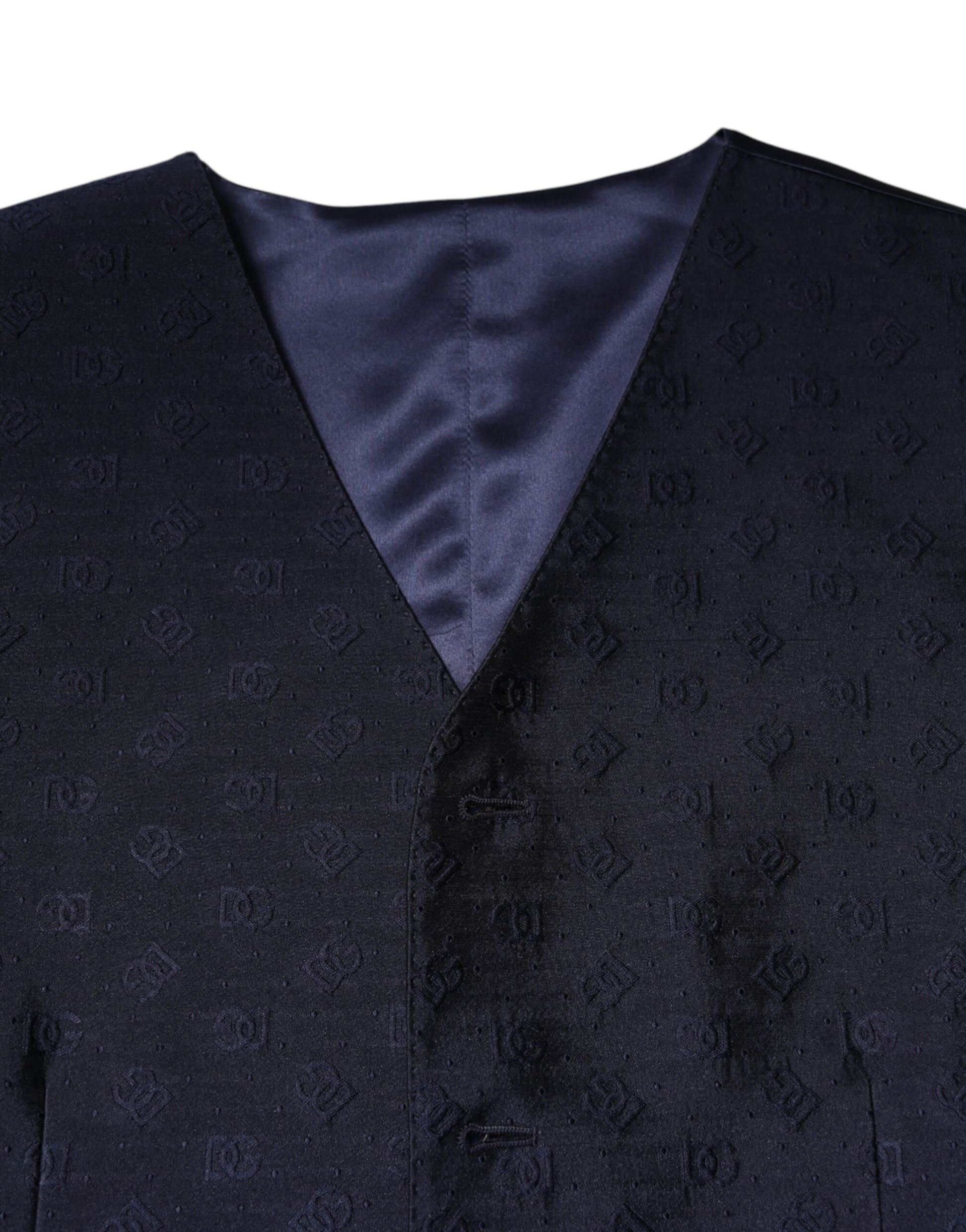 Dolce & Gabbana Dark Blue Wool Formal Waistcoat for Men