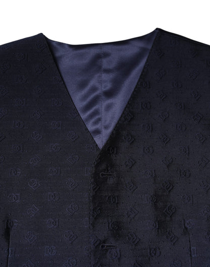 Dolce & Gabbana Dark Blue Wool Formal Waistcoat for Men