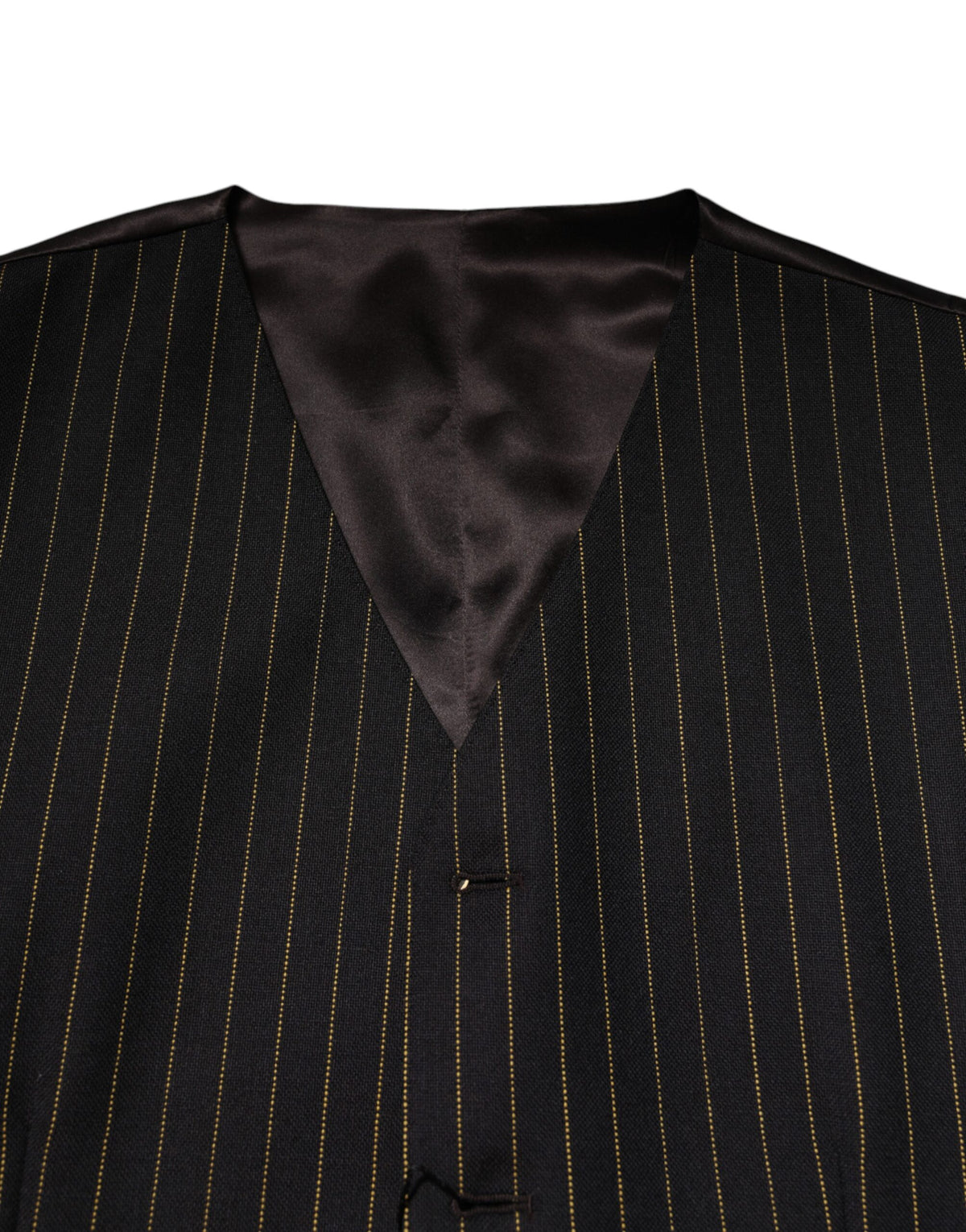 Dolce & Gabbana Black Striped Wool Formal Waistcoat Vest