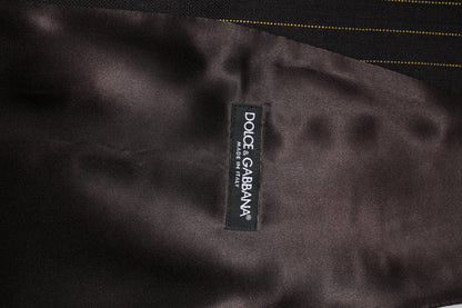 Dolce & Gabbana Black Striped Wool Formal Waistcoat Vest