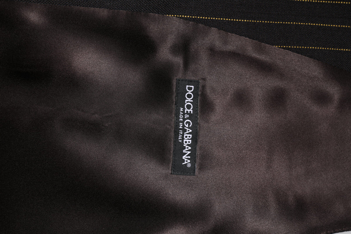 Dolce & Gabbana Black Striped Wool Formal Waistcoat Vest