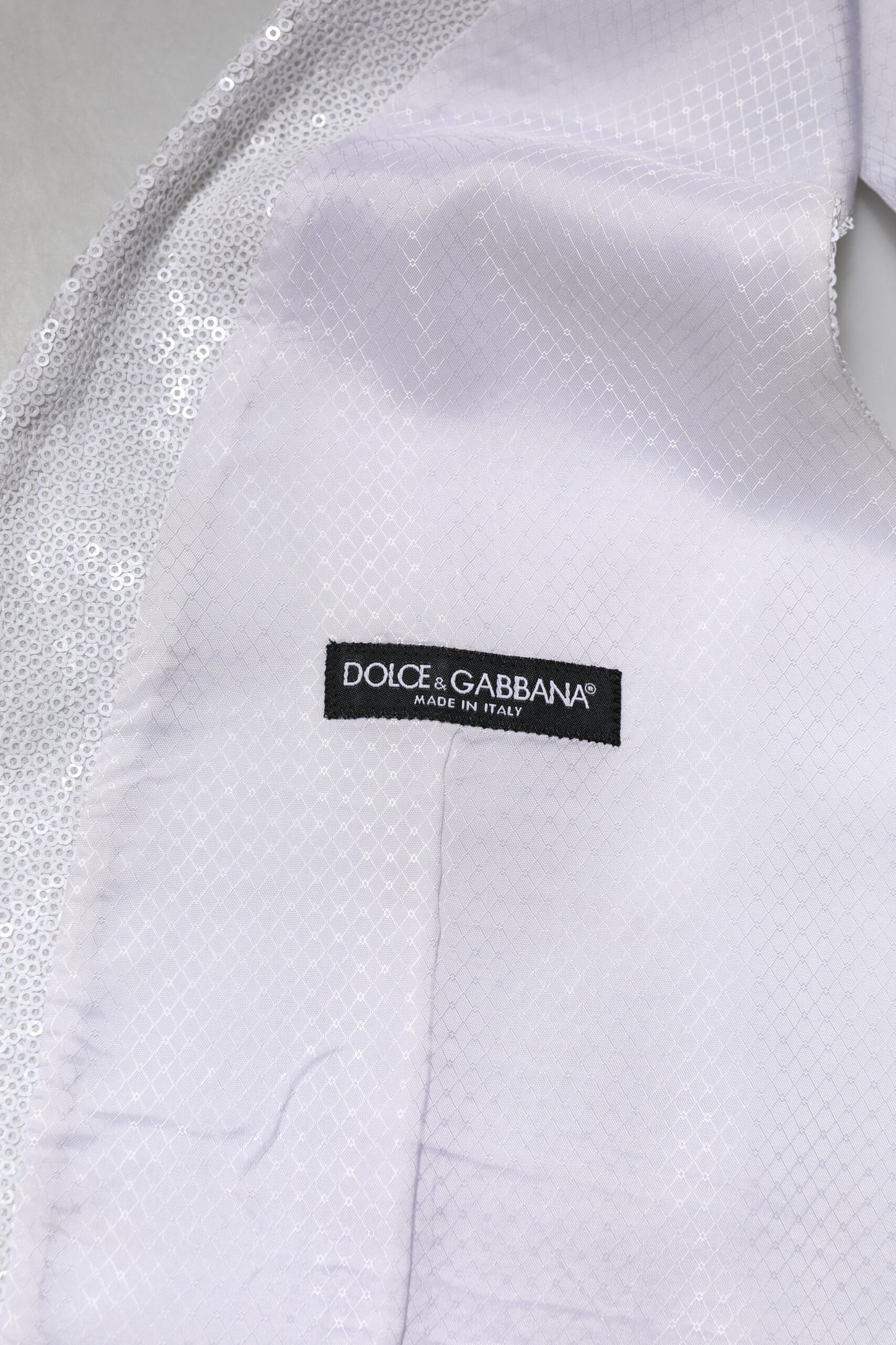 Dolce & Gabbana White Sequined Formal Waistcoat Vest