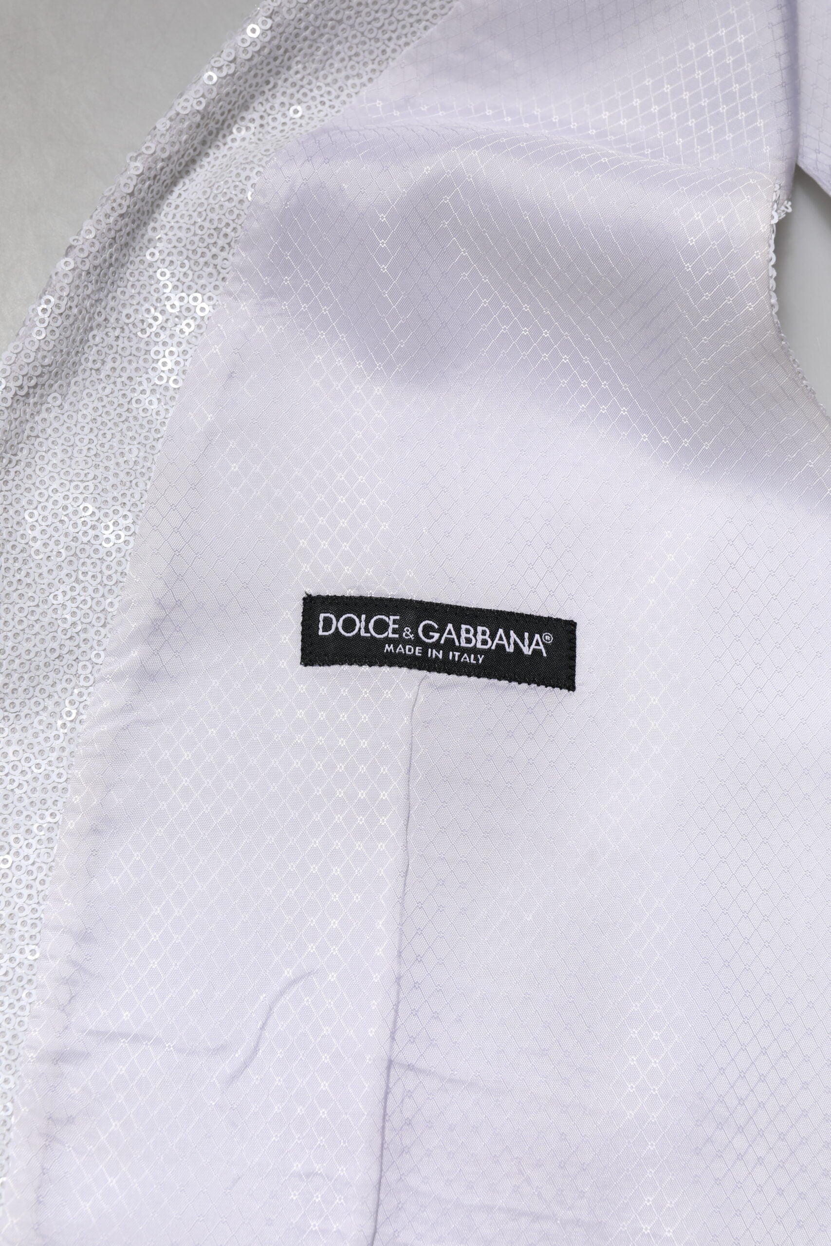 Dolce & Gabbana White Sequined Formal Waistcoat Vest
