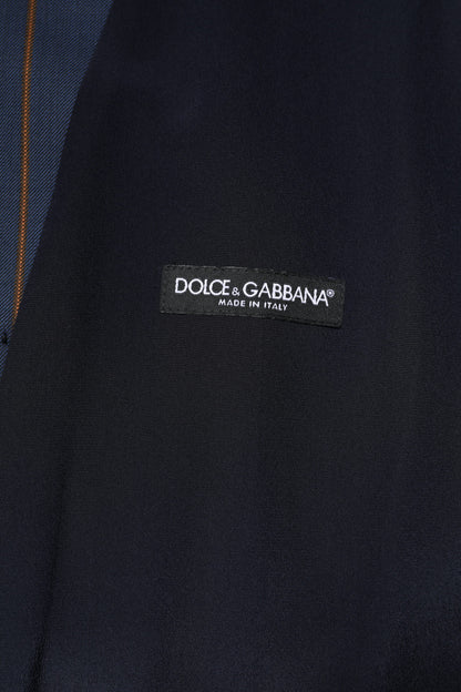 Dolce & Gabbana Blue Striped Wool Formal Waistcoat Vest