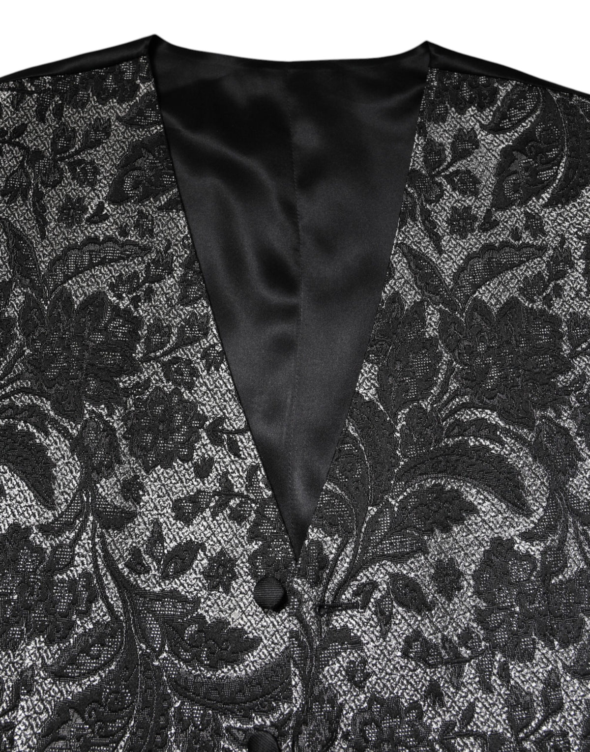 Dolce & Gabbana Black and Gray Brocade Formal Waistcoat Vest