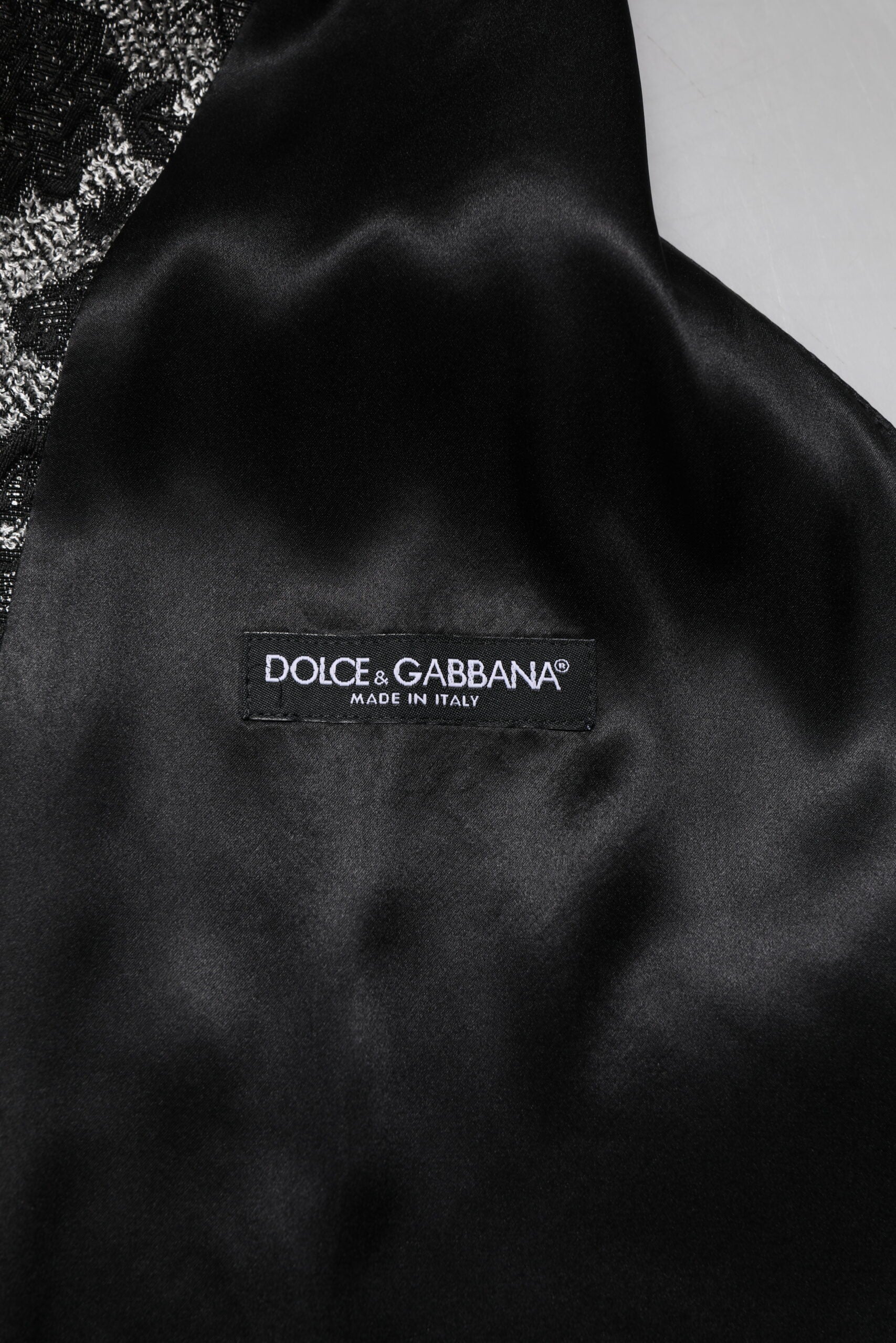 Dolce & Gabbana Black and Gray Brocade Formal Waistcoat Vest