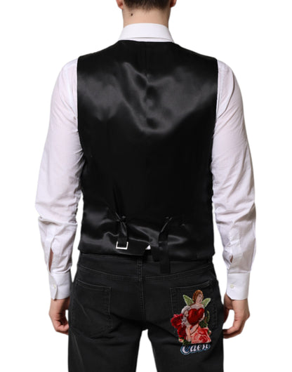 Dolce & Gabbana Red Floral Brocade Men’s Waistcoat Vest