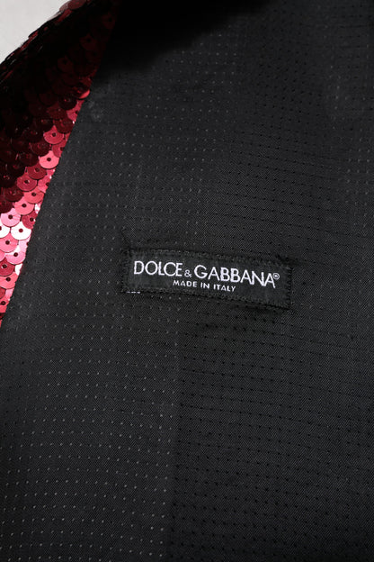 Dolce & Gabbana Red Sequined Formal Waistcoat