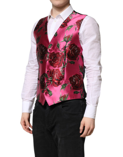 Dolce & Gabbana Pink Floral Satin Vest for Men