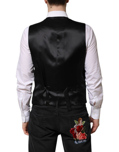 Dolce & Gabbana Black Wool Formal Waistcoat Vest for Men