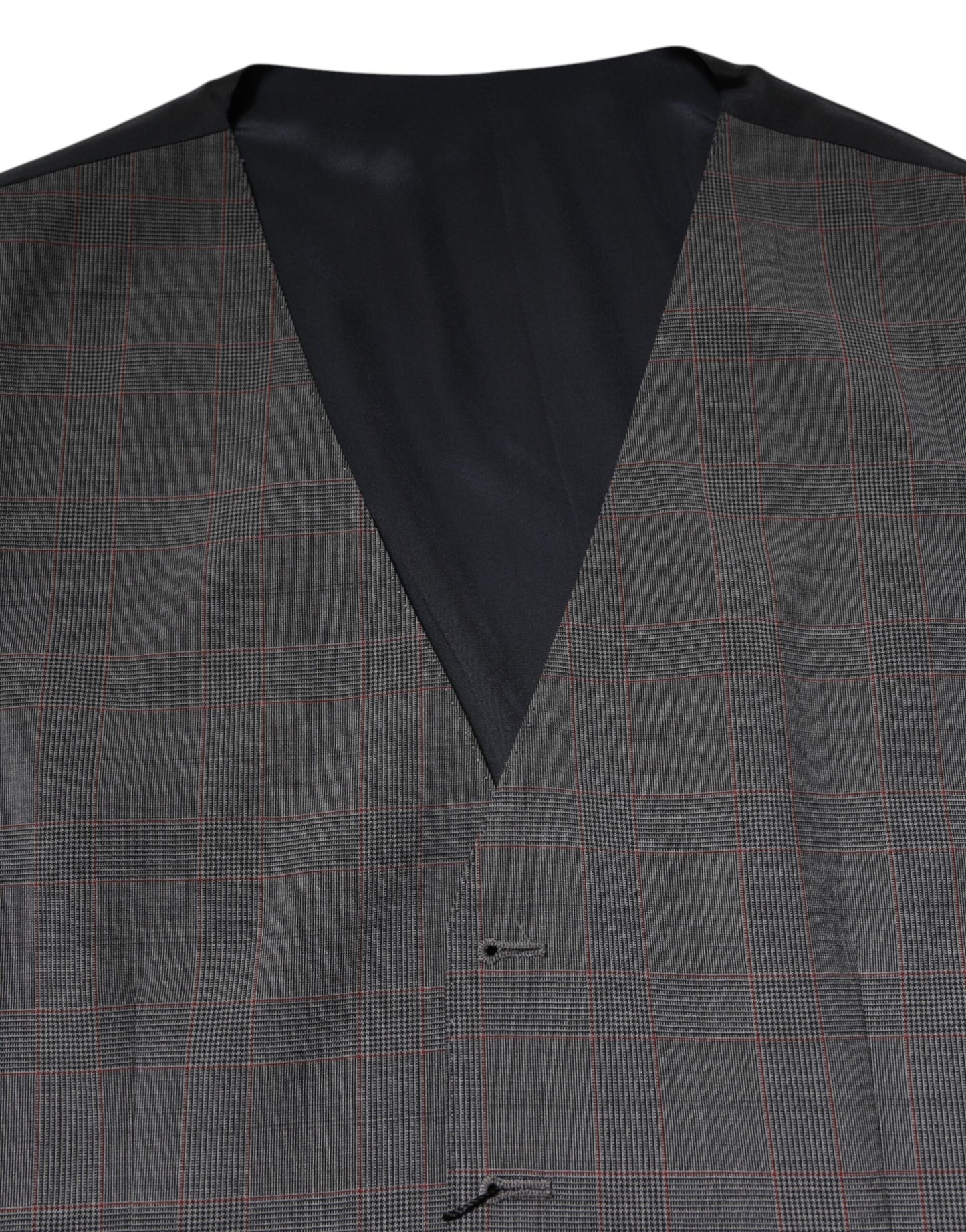 Dolce & Gabbana Gray Plaid Wool Formal Waistcoat Vest