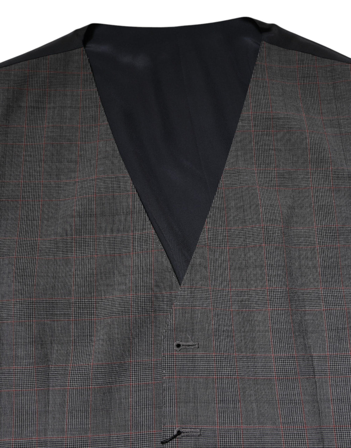 Dolce & Gabbana Gray Plaid Wool Formal Waistcoat Vest