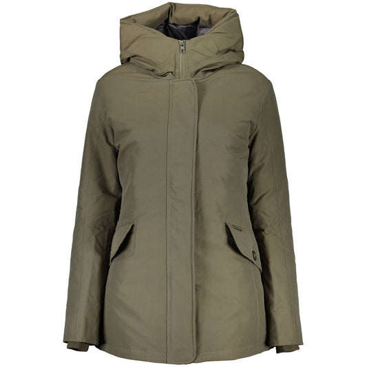 Woolrich Green Cotton Long Sleeved Jacket with Hood