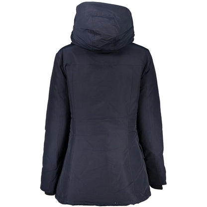 Woolrich Blue Cotton Long Sleeved Jacket with Hood