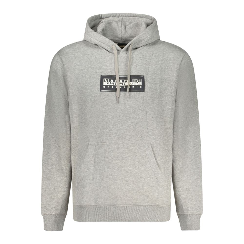 Napapijri Gray Cotton Sweater - Long Sleeve Relaxed Fit Hoodie