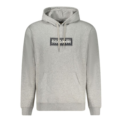 Napapijri Gray Cotton Sweater - Long Sleeve Relaxed Fit Hoodie