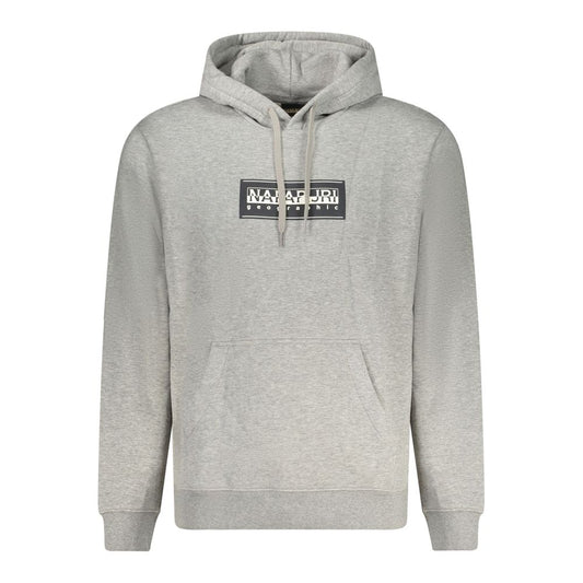 Napapijri Gray Cotton Sweater - Long Sleeve Relaxed Fit Hoodie