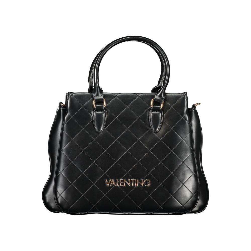 Mario Valentino Black Smooth Leather Handbag with Zip Closure