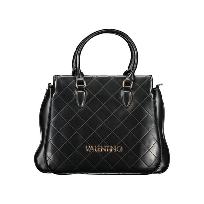 Mario Valentino Black Smooth Leather Handbag with Zip Closure
