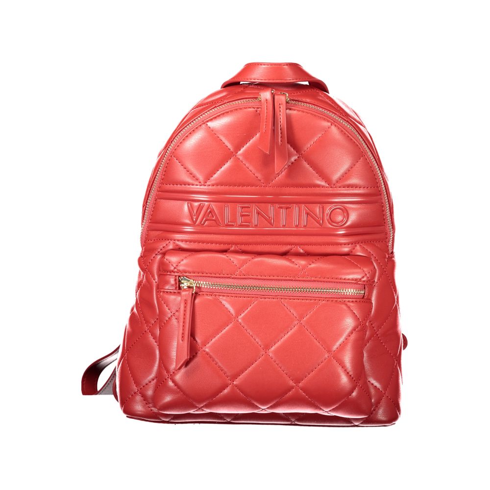 Mario Valentino Red Leather Women’s Backpack with Logo Detailing