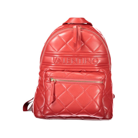 Mario Valentino Red Leather Women’s Backpack with Logo Detailing