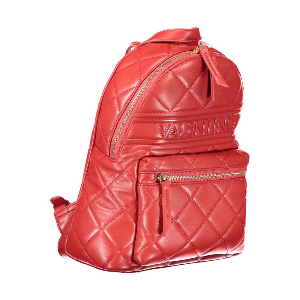 Mario Valentino Red Leather Women’s Backpack with Logo Detailing
