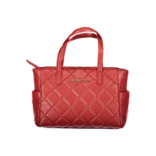 Mario Valentino Red Faux Leather Handbag with Gold Accents