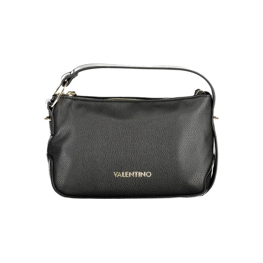Mario Valentino Black Faux Leather Women Handbag with Gold Hardware