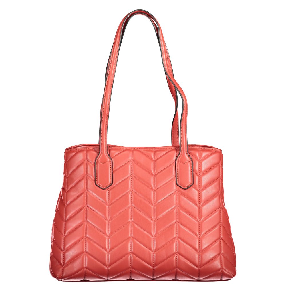 Mario Valentino Red Faux Leather Women Handbag with Iconic Logo
