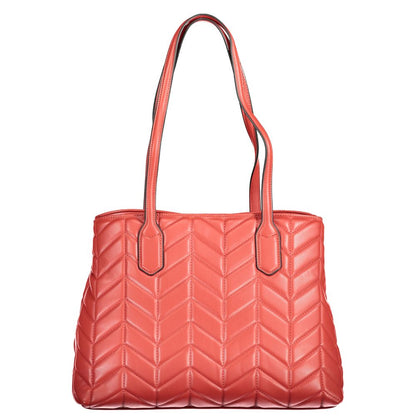 Mario Valentino Red Faux Leather Women Handbag with Iconic Logo