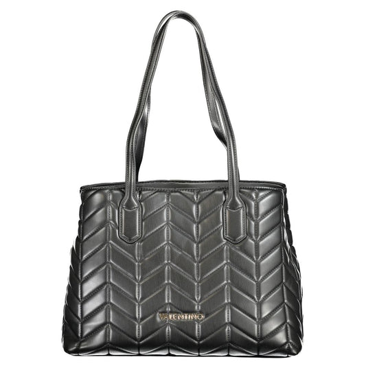 Mario Valentino Black Faux Leather Handbag with Signature Logo